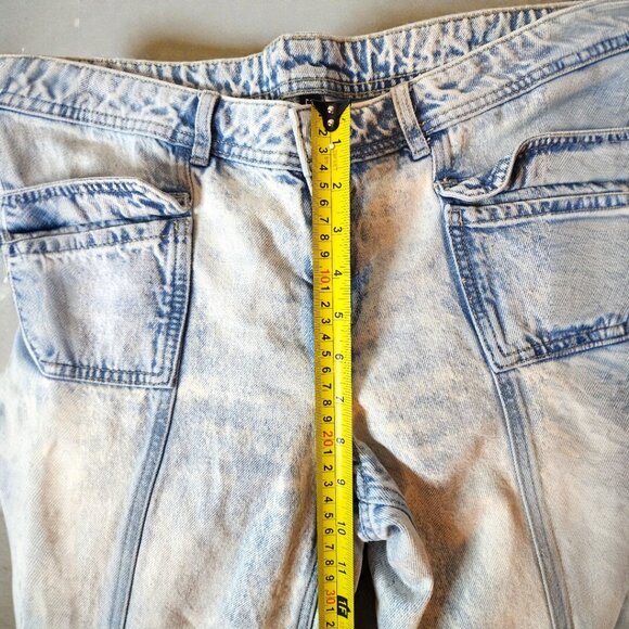 H&M Divided Wide Leg Jeans Acid Wash Utility Cargo High Rise Y2K Skater Size 8 - Picture 9 of 11